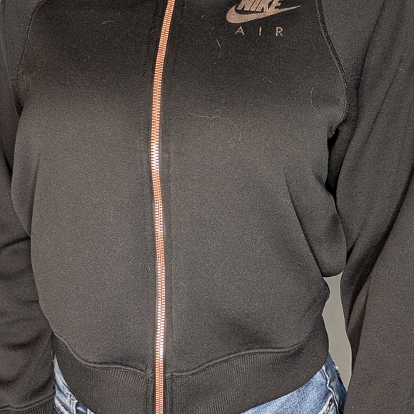 Nike Women's Black Bomber Jacket with Copper Zipper - Picture 2 of 3